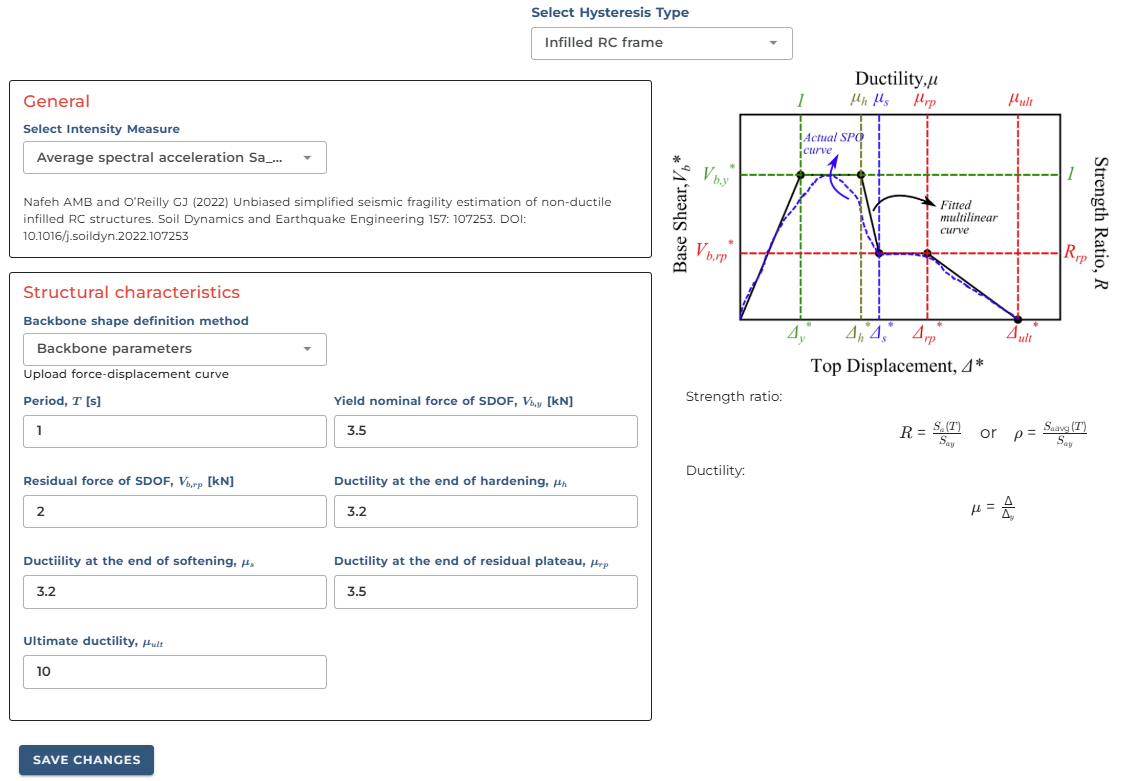 Infilled reinforced concrete frame input